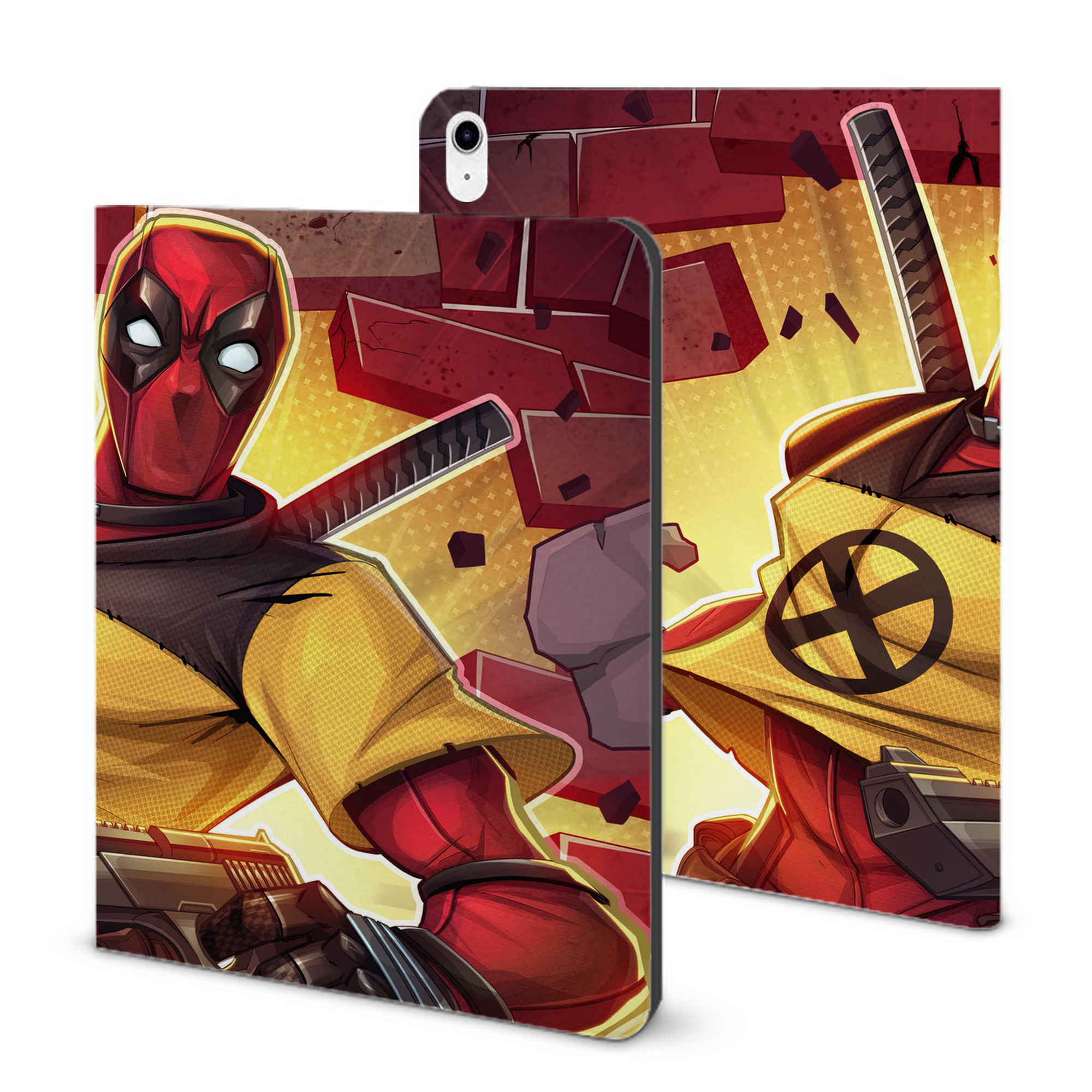 （画像用） Deadpool デッドプール IPad ケース ブック型 PUレザー TPU 耐衝撃 軽量 薄型 ペン収納なし 全面保護 IPad 各モデル対応